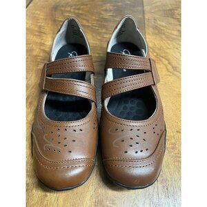 Ros Hommerson Women’s 8.5 M Chelsea Luggage Tan Brown Leather Mary Janes Flats